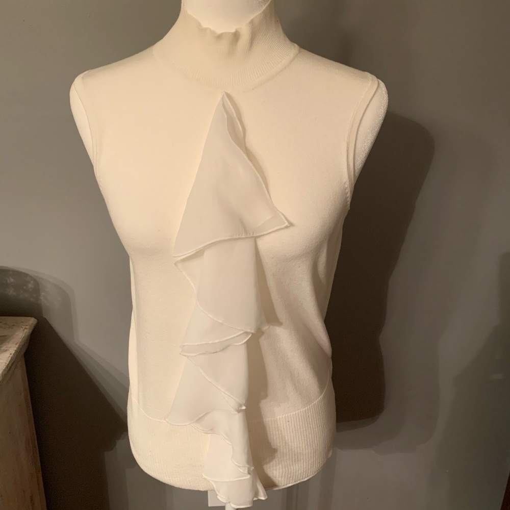 Cable & Gauge Ruffled Mock Turtleneck